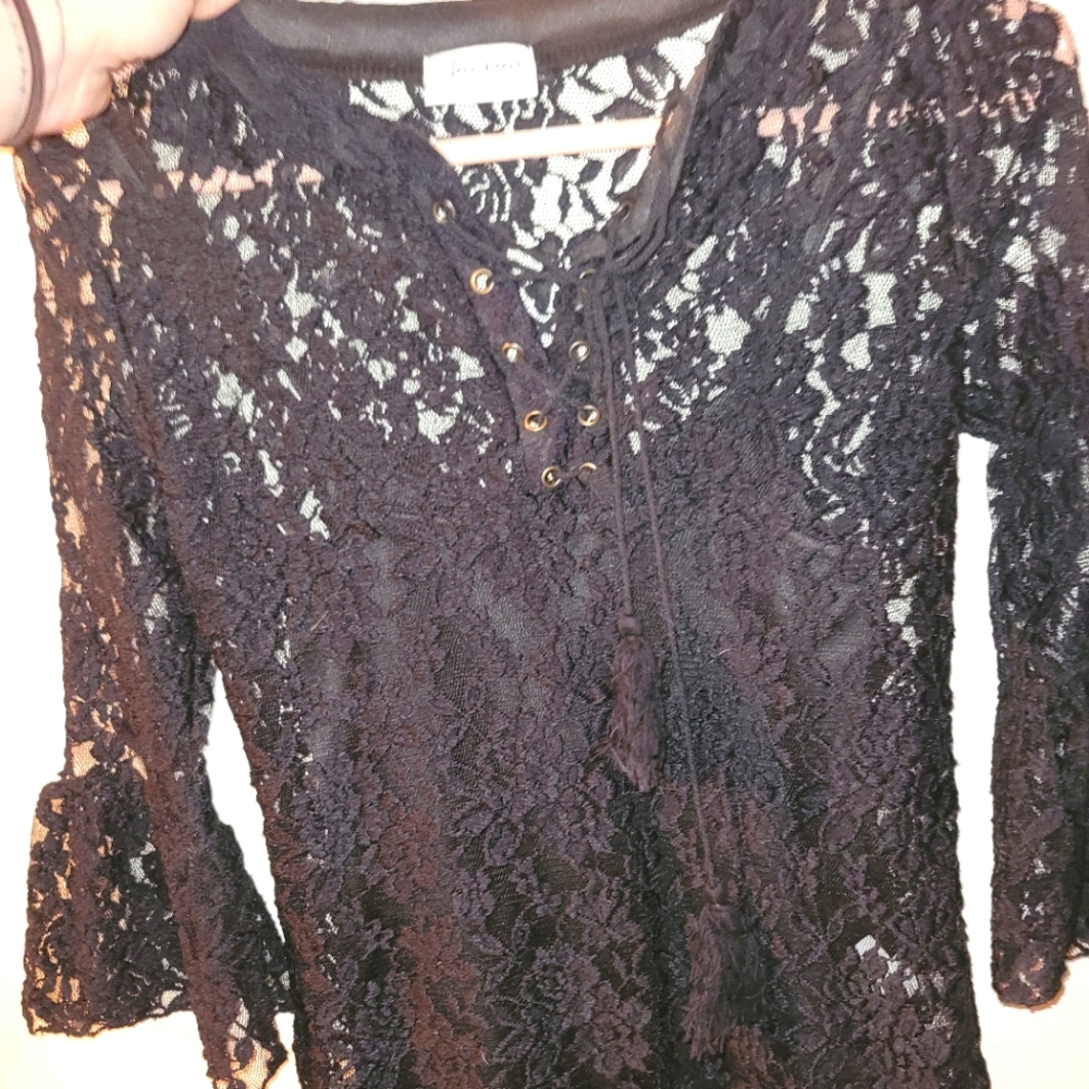 Lace blouse with attached undershirt